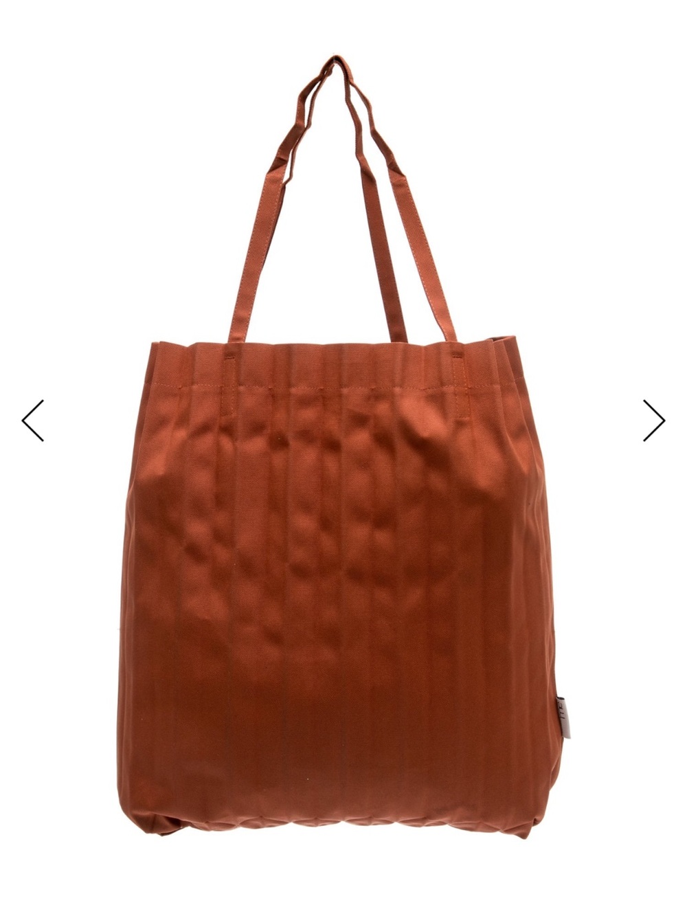 Issey Miyake Me Rust Pleated Tote Bag with Dual Shoulder Straps